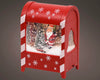Boîte aux lettres de Noël lumineuse avec neige tombante et scène du père Noël