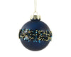 Boule de Noël bleue nuit matte avec perles scintillantes