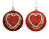 Boule de Noël en velours coeur scintillant à suspendre