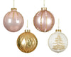 Boules de Noël en verre pailleté rose et ou à suspendre (lot de 4)