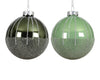 Boules de Noël vertes scintillantes pour sapin (lot de 2)