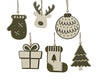 Lot de 6 suspensions de Noël en bois découpé