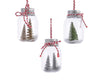 Suspension de Noël en verre avec sapins enneigés – lot de 3